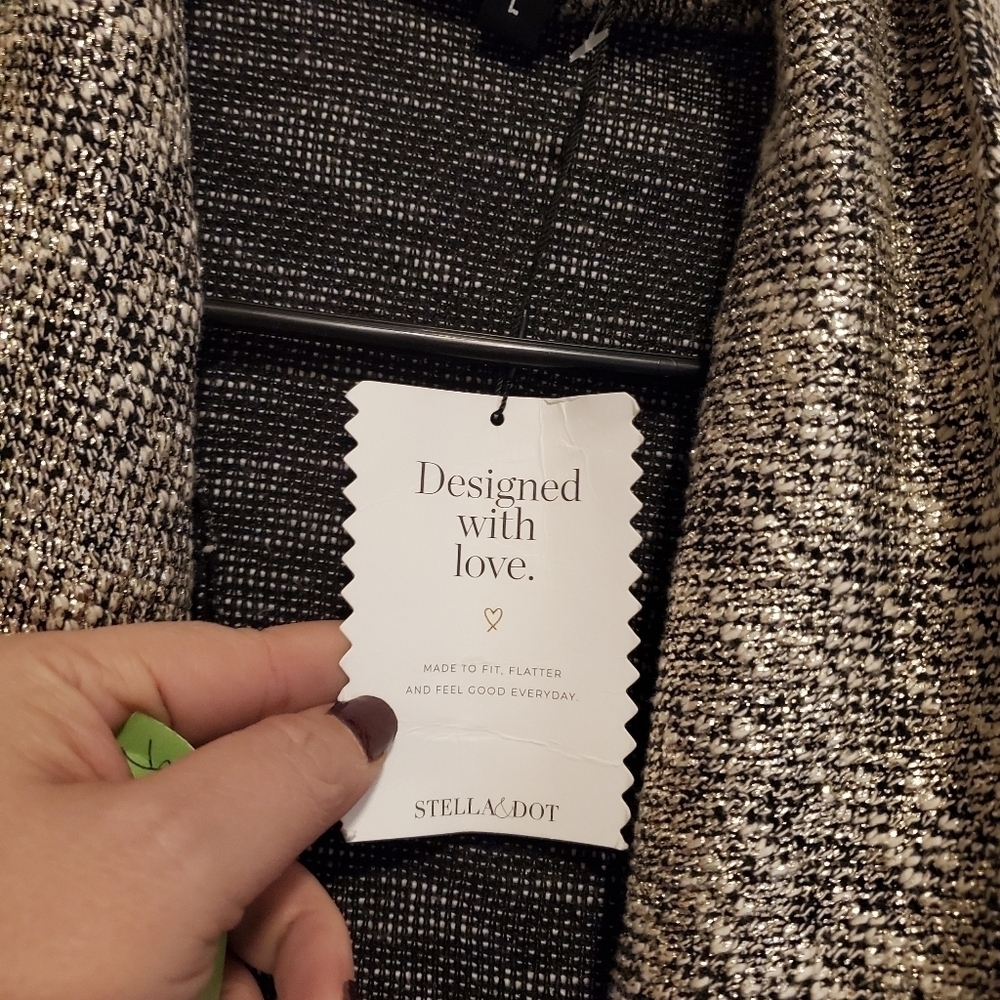 Stella and Dot Metallic Waterfall Zip Up Moto Style Blazer - Picture 11 of 11
